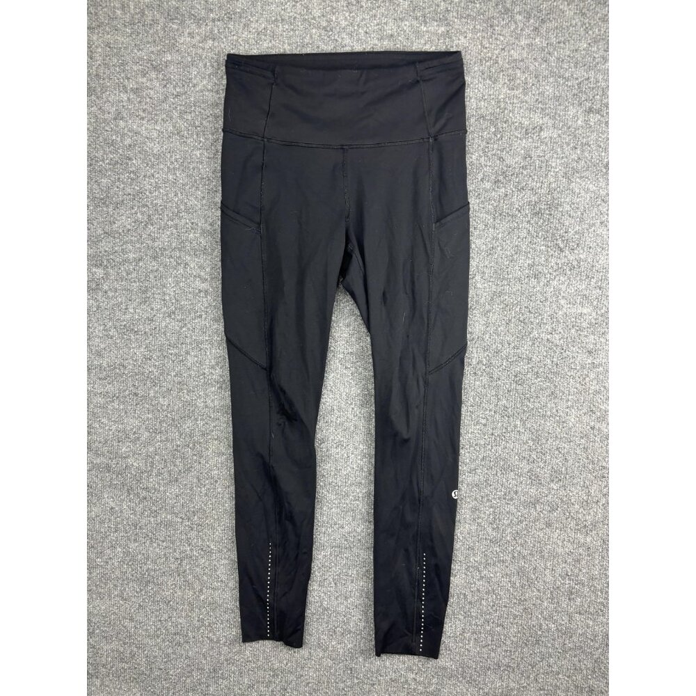 Lululemon Leggings Womens 6 Black High Rise Pockets Reflective Running‎ Yoga